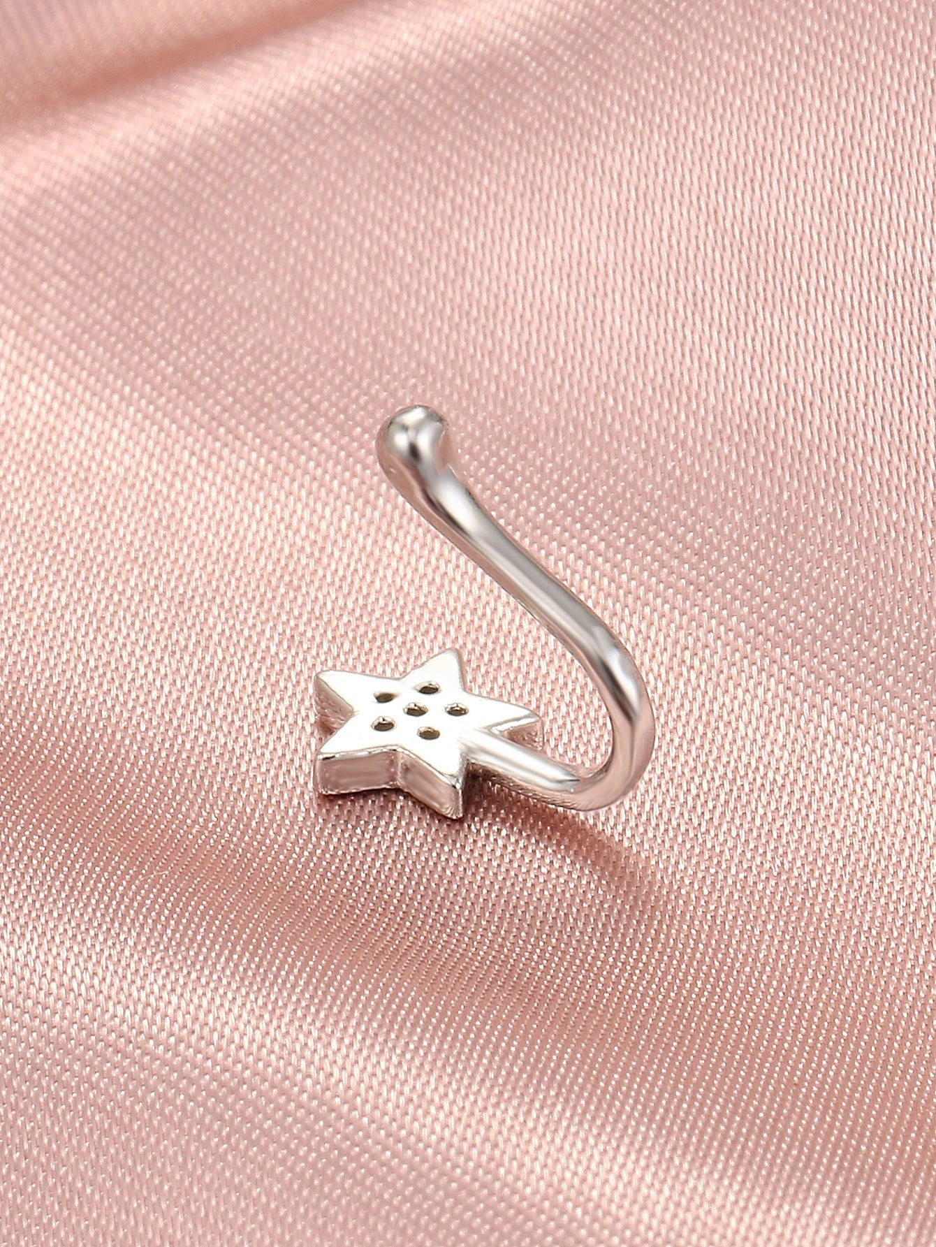 1pc Copper Inlaid Star Design Fake Nose Ring Clip For Women's Daily Wear