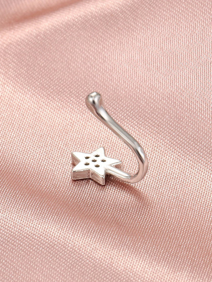 1pc Copper Inlaid Star Design Fake Nose Ring Clip For Women's Daily Wear
