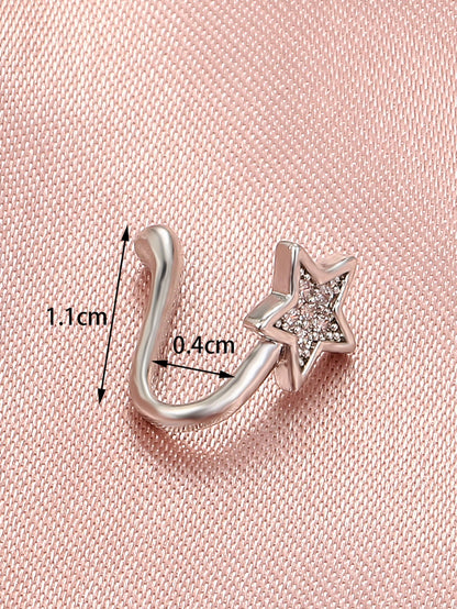 1pc Copper Inlaid Star Design Fake Nose Ring Clip For Women's Daily Wear