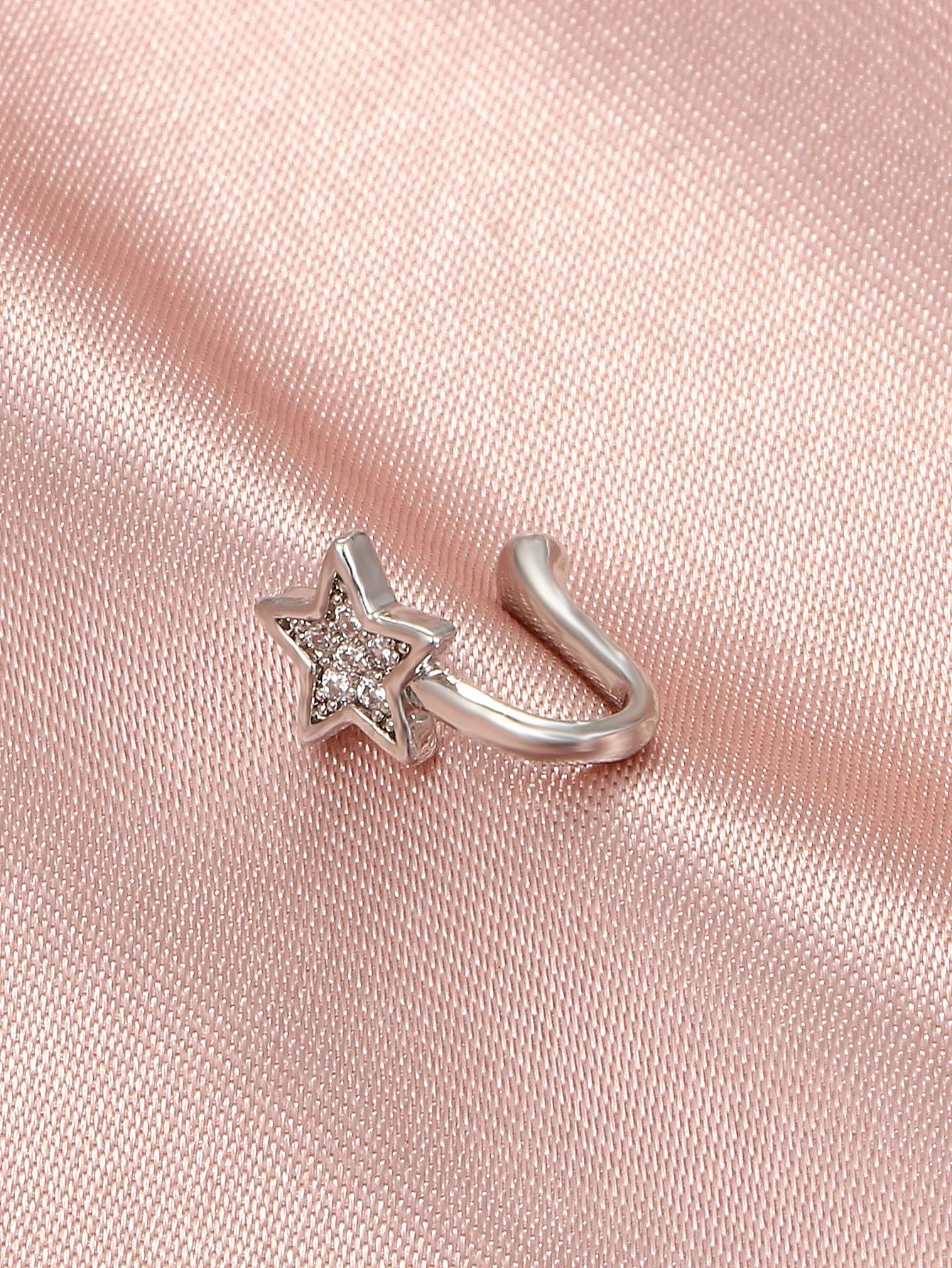 1pc Copper Inlaid Star Design Fake Nose Ring Clip For Women's Daily Wear