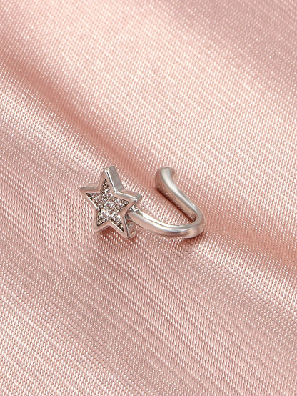 1pc Copper Inlaid Star Design Fake Nose Ring Clip For Women's Daily Wear