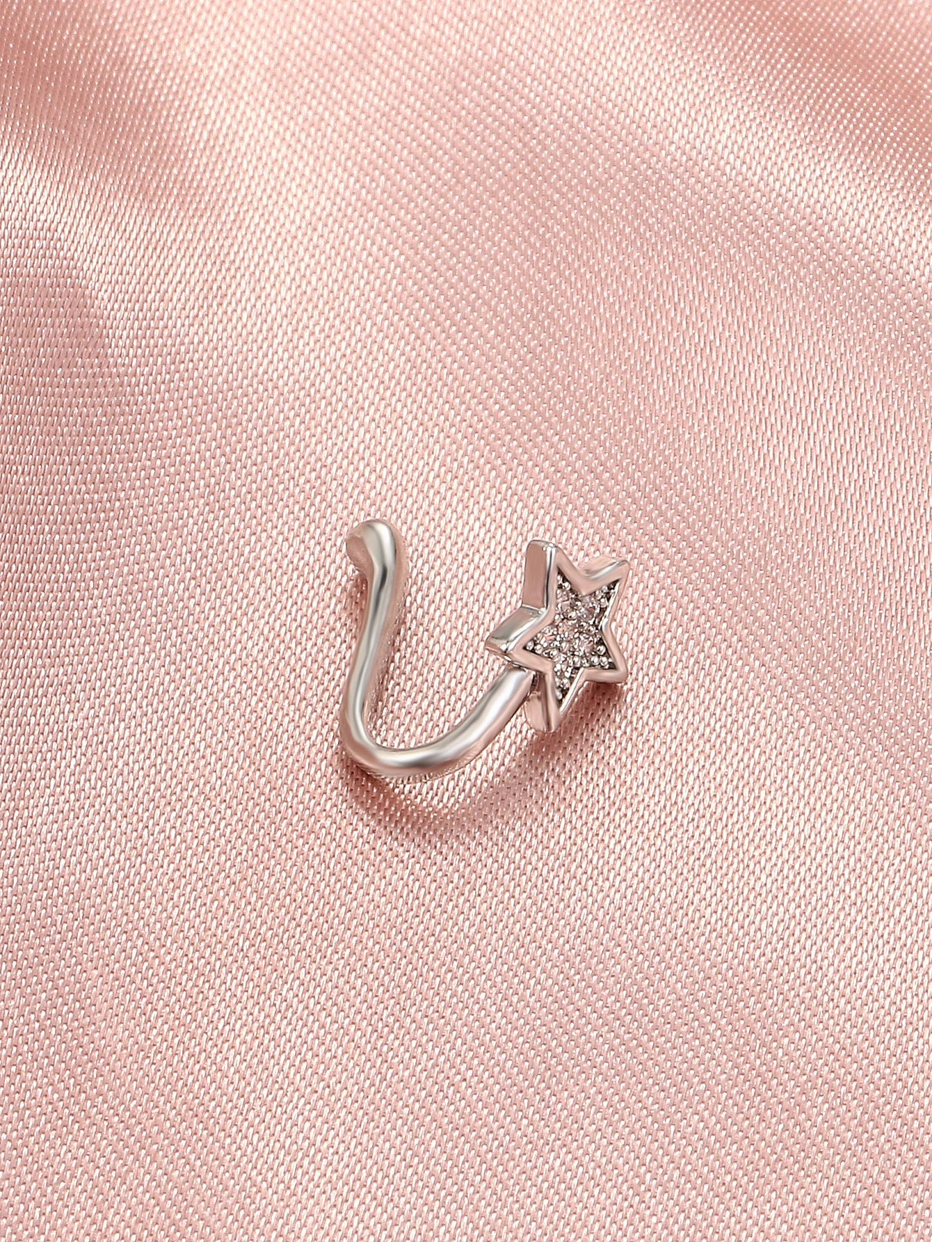 1pc Copper Inlaid Star Design Fake Nose Ring Clip For Women's Daily Wear