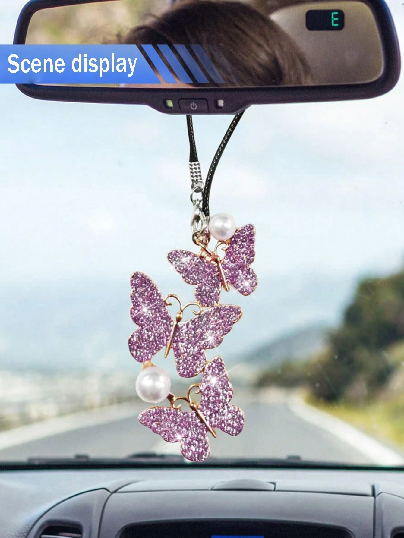 1pc Creative Alloy Pearl Butterfly Decoration For Car Interior Decoration Interior Rearview Mirror Decoration