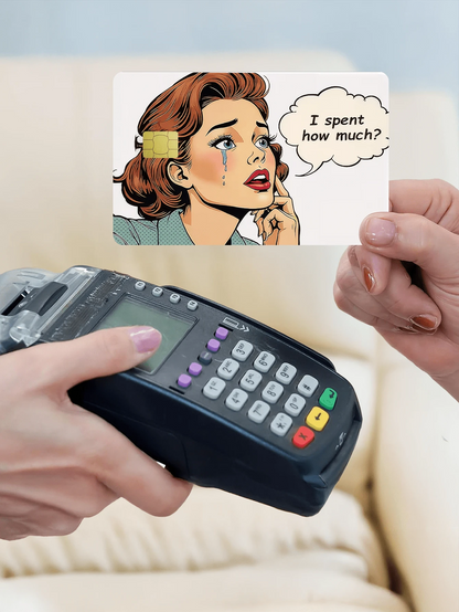 1pc Crying Girl Official Credit Card Sticker Privacy Protection Card Skin, Personalized Cartoon Holiday Gift PVC Material Anti-Fingerprint Anti-Scratch Wear-Resistant Card Sleeve, Suitable For Couples