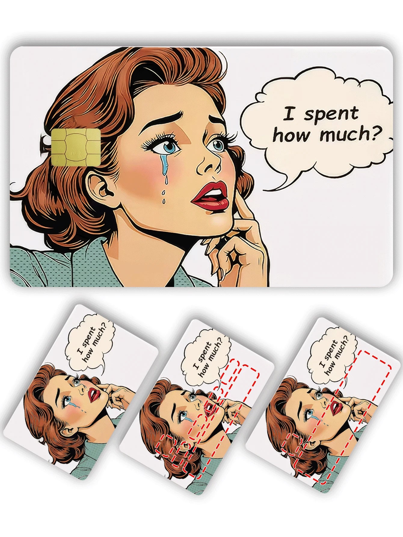 1pc Crying Girl Official Credit Card Sticker Privacy Protection Card Skin, Personalized Cartoon Holiday Gift PVC Material Anti-Fingerprint Anti-Scratch Wear-Resistant Card Sleeve, Suitable For Couples