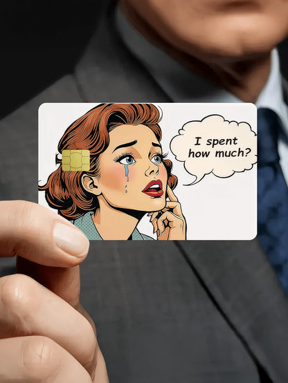 1pc Crying Girl Official Credit Card Sticker Privacy Protection Card Skin, Personalized Cartoon Holiday Gift PVC Material Anti-Fingerprint Anti-Scratch Wear-Resistant Card Sleeve, Suitable For Couples