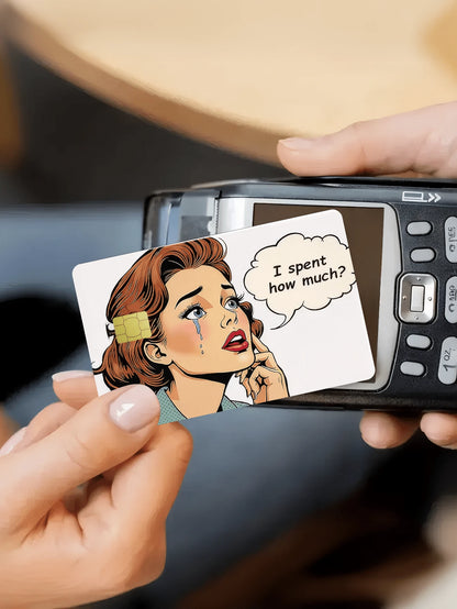 1pc Crying Girl Official Credit Card Sticker Privacy Protection Card Skin, Personalized Cartoon Holiday Gift PVC Material Anti-Fingerprint Anti-Scratch Wear-Resistant Card Sleeve, Suitable For Couples