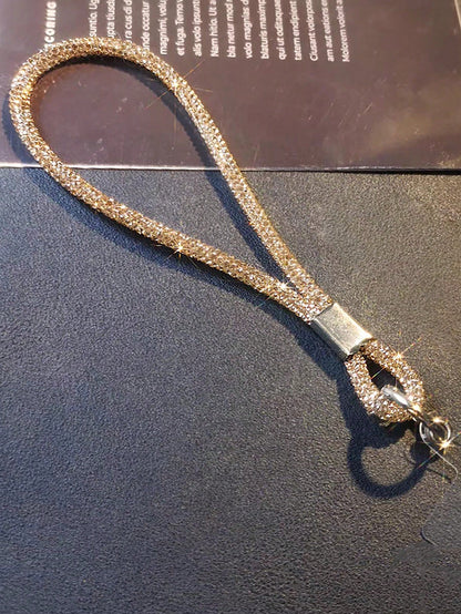 1pc Crystal Rhinestone Wrist Lanyard, High-End Luxury Rhinestone Hanging Decoration, Fashionable Short Strap Phone Case Lanyard, Anti-Lost Camera Chain