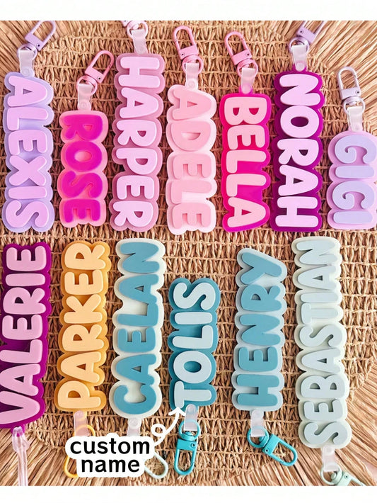 1PC Custom Name Acrylic Luggage Tag, Personalized Double Layer Bold Letter Bag Accessory, Colorful Backpack Tag, Suitable For Girlfriend And Friends