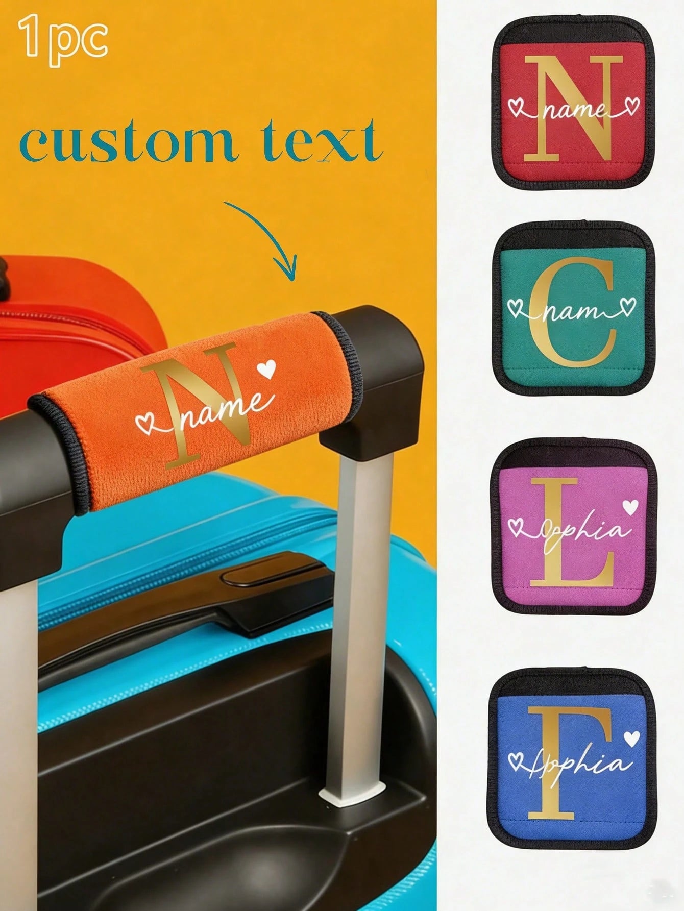 1pc Custom Name Luggage Handle Wrap, Personalized Suitcase Handle Wraps With Embroidery Text, Personalized Luggage Handle Wraps For Suitcas