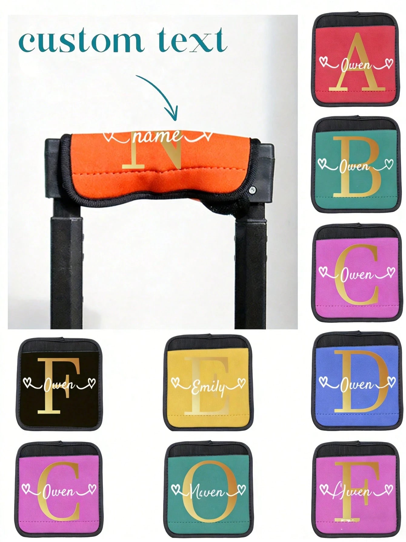 1pc Custom Name Luggage Handle Wrap, Personalized Suitcase Handle Wraps With Embroidery Text, Personalized Luggage Handle Wraps For Suitcas