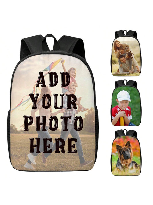 1pc Custom Photo Backpack, Large Capacity, Versatile, Kawaii, Y2K, Minimalist, Travel, Commuting, Business Casual, Gifts For Him, Her, Anniversaries, Birthdays, Holiday, Back To School