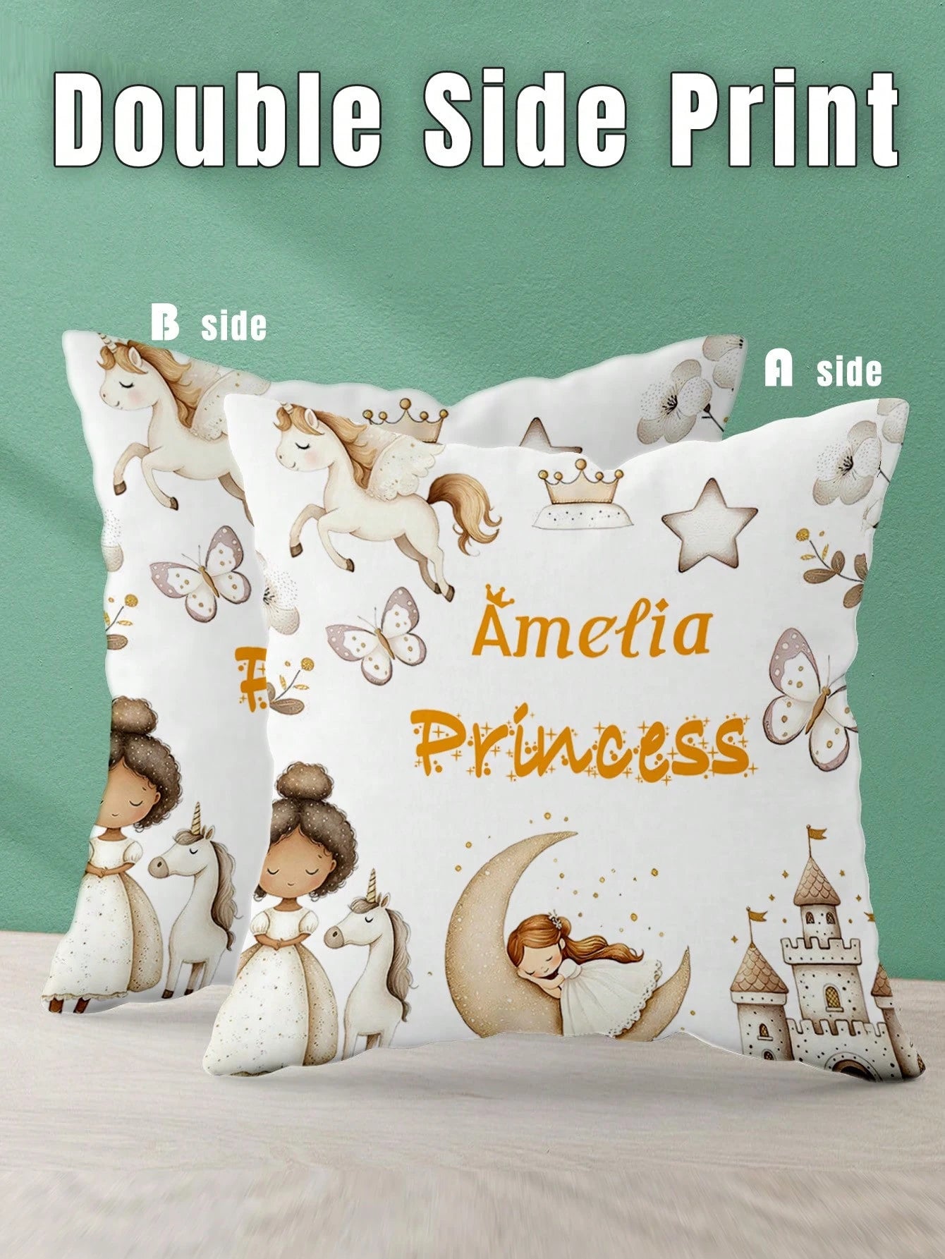 1pc Customizable Personalized Text Print Double-Sided Pillow Case, Suitable For Holiday Gifts, DIY Pattern Pillow Case, For Family, Friends And Yourself