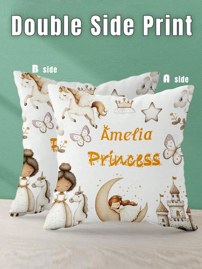 1pc Customizable Personalized Text Print Double-Sided Pillow Case, Suitable For Holiday Gifts, DIY Pattern Pillow Case, For Family, Friends And Yourself