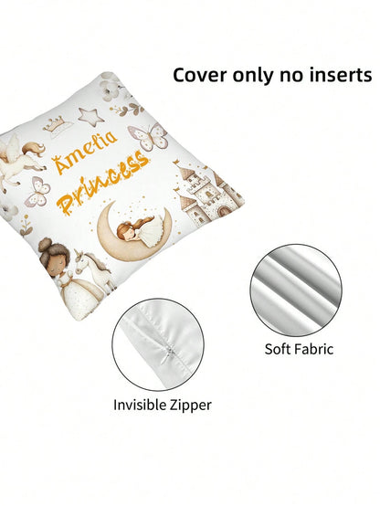 1pc Customizable Personalized Text Print Double-Sided Pillow Case, Suitable For Holiday Gifts, DIY Pattern Pillow Case, For Family, Friends And Yourself