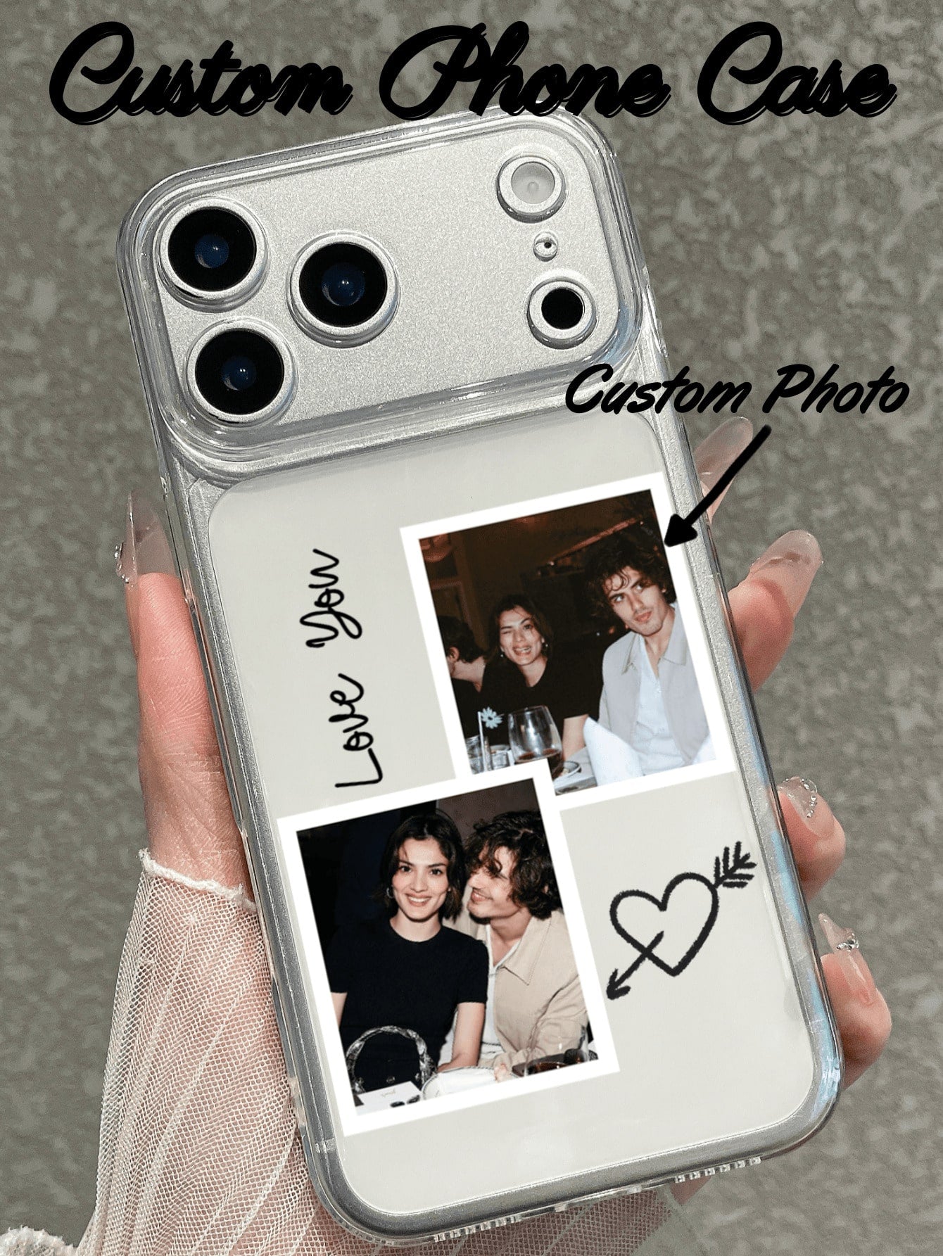 1pc Customizable Photo Phone Case, Personalized UV Printing Transparent Anti-Drop Protective Cover, Matte Texture, Compatible With 17/16/15/14/13/12/11, S20-S26 Series, Customized Gift, Valentine's Da