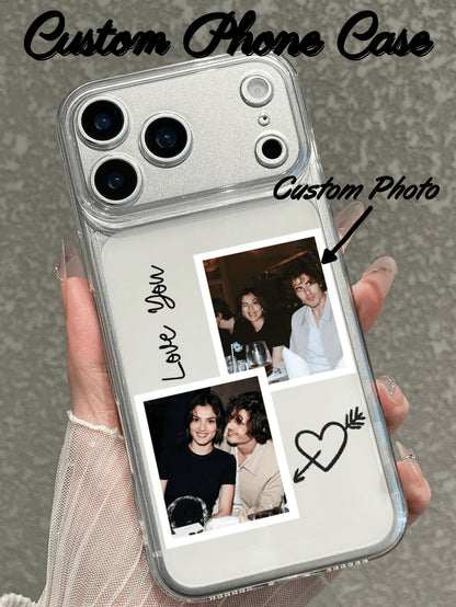 1pc Customizable Photo Phone Case, Personalized UV Printing Transparent Anti-Drop Protective Cover, Matte Texture, Compatible With 17/16/15/14/13/12/11, S20-S26 Series, Customized Gift, Valentine's Da