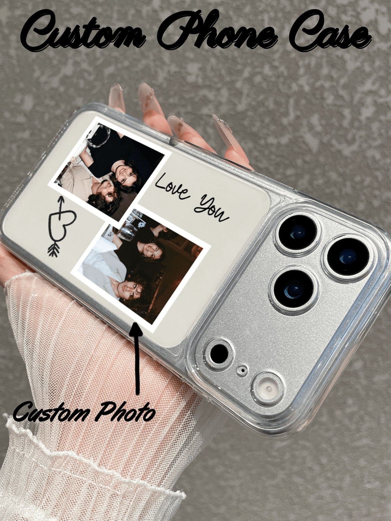 1pc Customizable Photo Phone Case, Personalized UV Printing Transparent Anti-Drop Protective Cover, Matte Texture, Compatible With 17/16/15/14/13/12/11, S20-S26 Series, Customized Gift, Valentine's Da