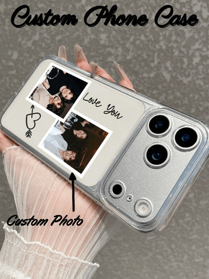 1pc Customizable Photo Phone Case, Personalized UV Printing Transparent Anti-Drop Protective Cover, Matte Texture, Compatible With 17/16/15/14/13/12/11, S20-S26 Series, Customized Gift, Valentine's Da