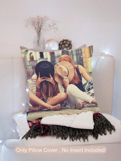 1pc Customized Couple Photo DIY Pillow Case, Personalized Husband And Wife, Wedding Anniversary, Mother's Day, Single-Sided Printed Pillow Cover, (Pillow Insert Not Included), Forever Love, Birthday G