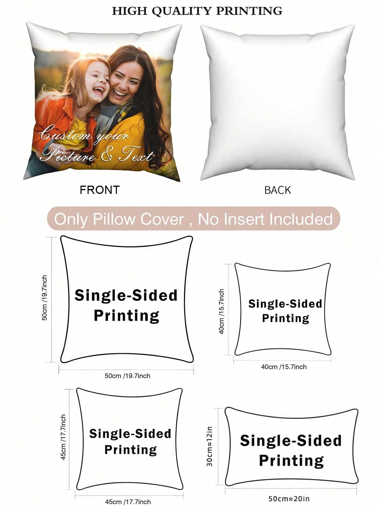 1pc Customized Couple Photo DIY Pillow Case, Personalized Husband And Wife, Wedding Anniversary, Mother's Day, Single-Sided Printed Pillow Cover, (Pillow Insert Not Included), Forever Love, Birthday G