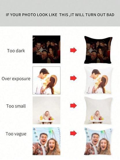 1pc Customized Couple Photo DIY Pillow Case, Personalized Husband And Wife, Wedding Anniversary, Mother's Day, Single-Sided Printed Pillow Cover, (Pillow Insert Not Included), Forever Love, Birthday G