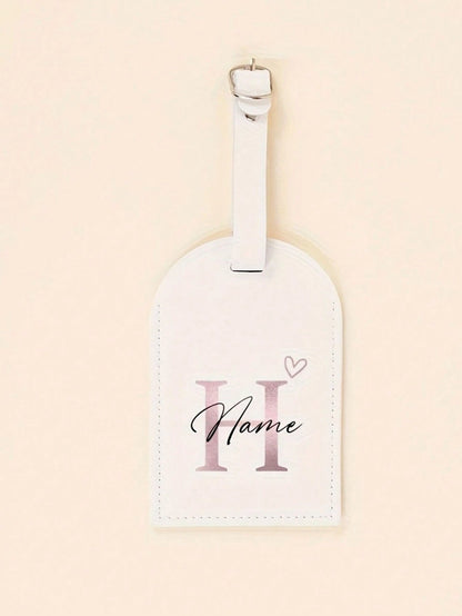 1pc Customized Thick PU Leather Luggage Tag With Personalized Text And Metal Buckle, Travel Gift For Anniversary Or Birthday