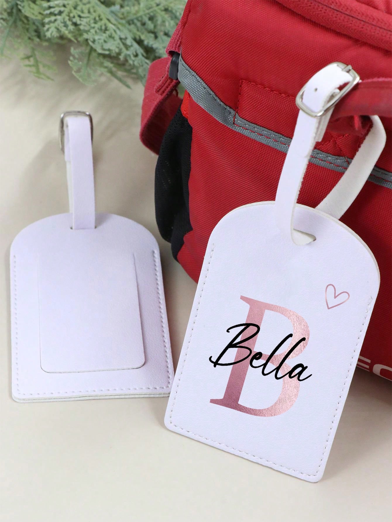 1pc Customized Thick PU Leather Luggage Tag With Personalized Text And Metal Buckle, Travel Gift For Anniversary Or Birthday
