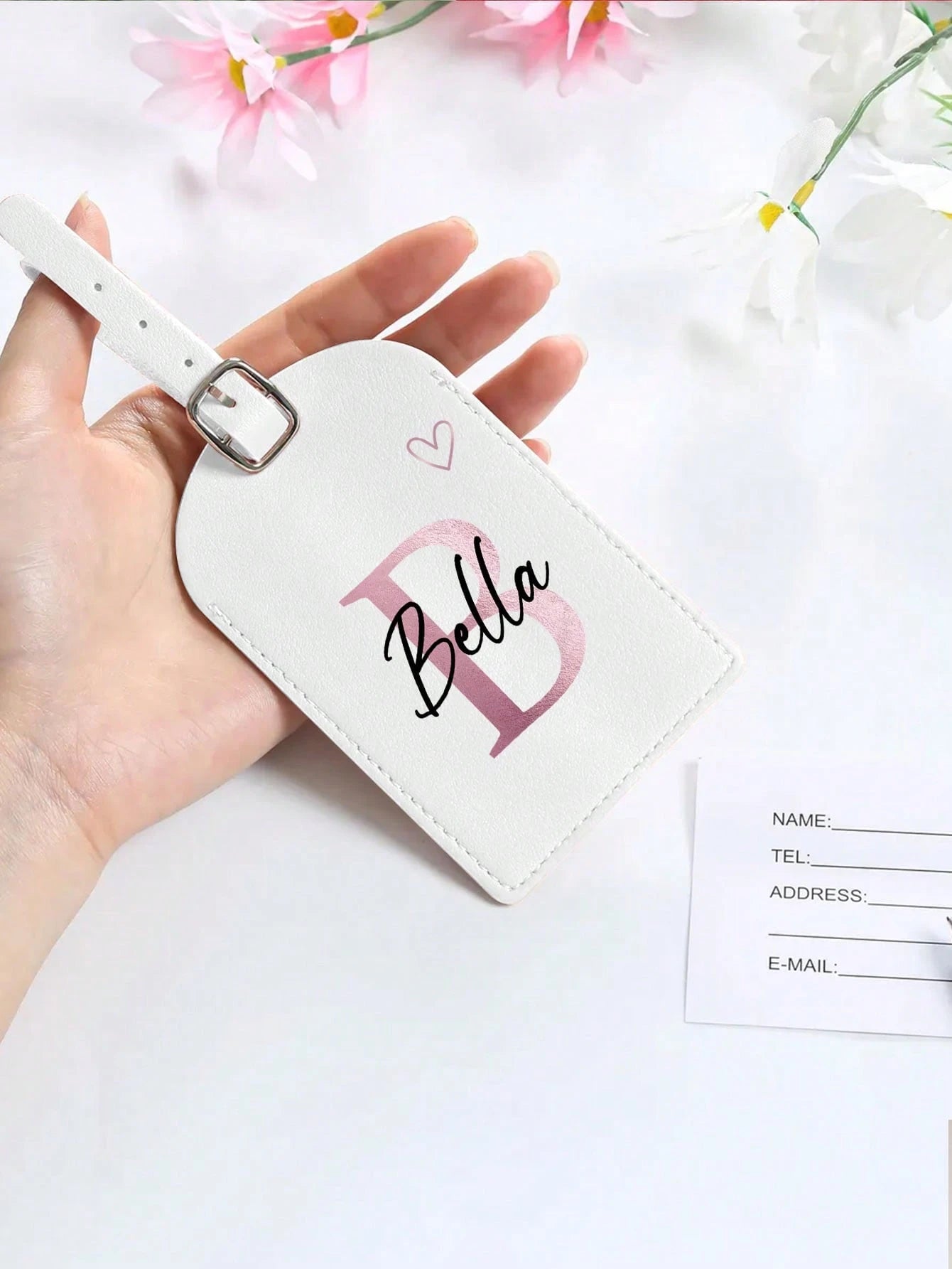 1pc Customized Thick PU Leather Luggage Tag With Personalized Text And Metal Buckle, Travel Gift For Anniversary Or Birthday