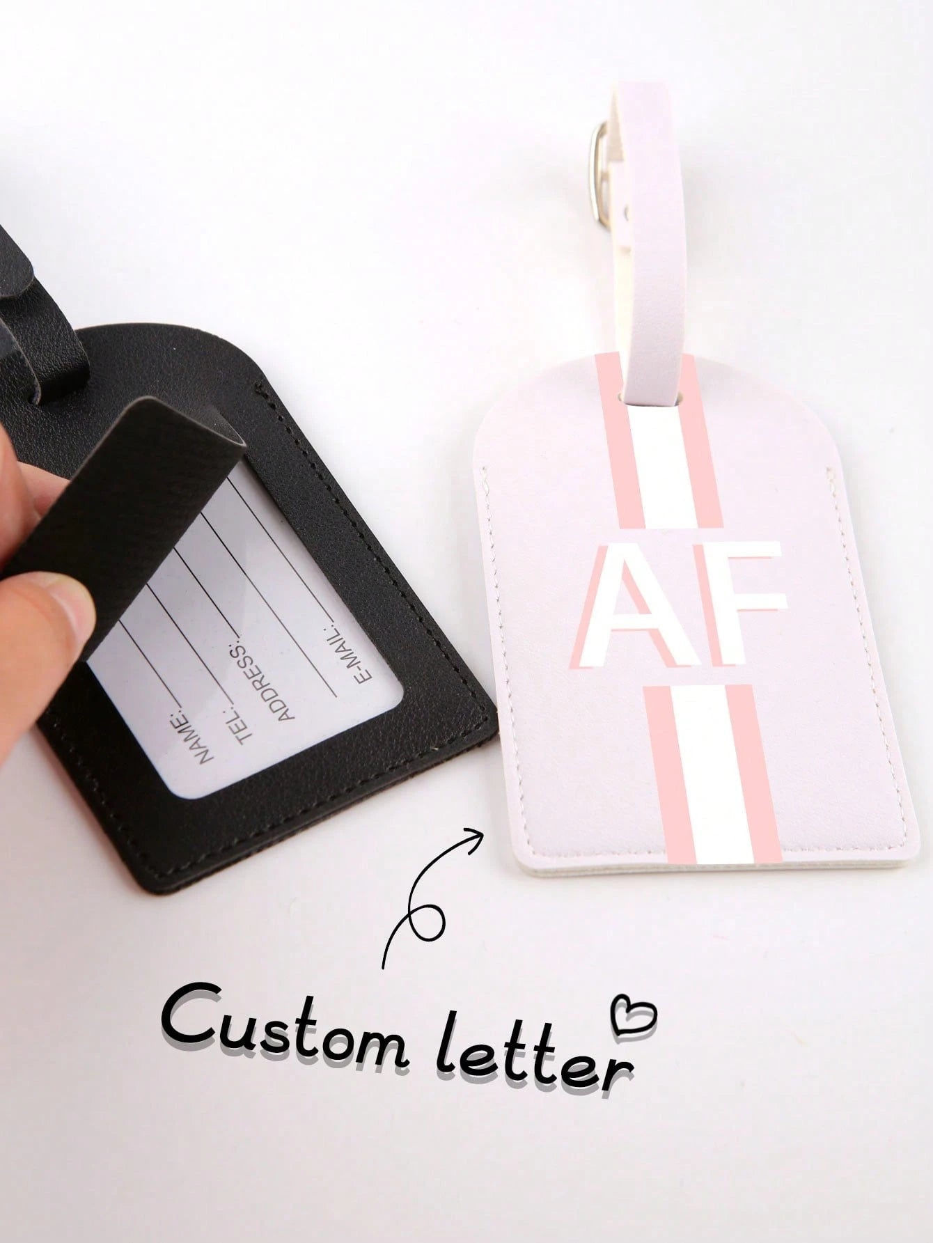 1pc Customized Thick PU Leather Luggage Tag With Personalized Text And Metal Buckle, Travel Gift For Anniversary Or Birthday