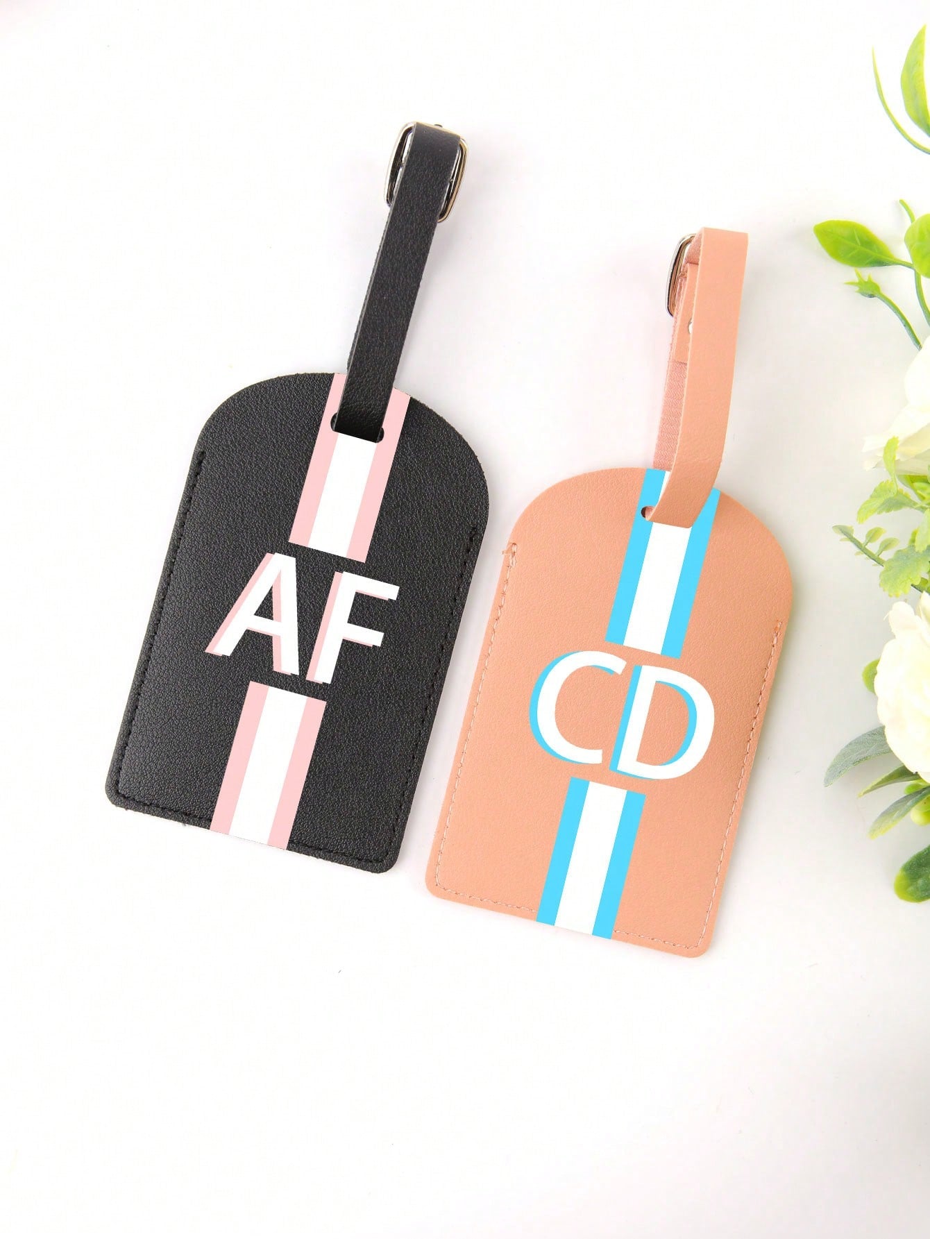 1pc Customized Thick PU Leather Luggage Tag With Personalized Text And Metal Buckle, Travel Gift For Anniversary Or Birthday