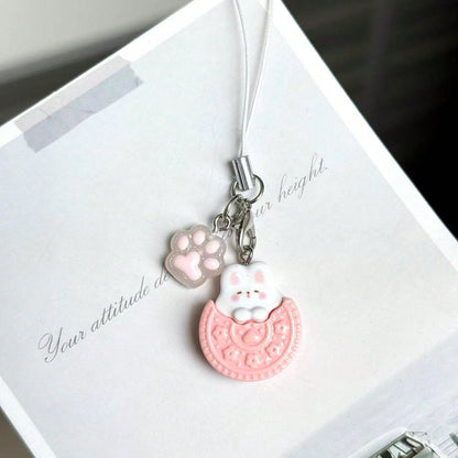 1pc Cute Cartoon Panda Cookie Cake Phone Charm Pendant, Realistic Food Toy Anti-Lost Couple Gift