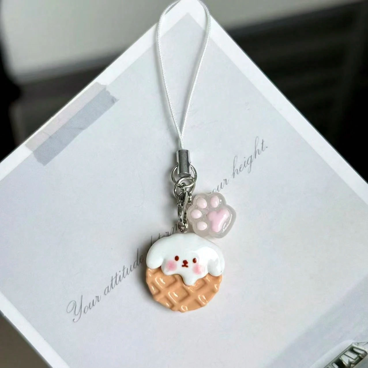 1pc Cute Cartoon Panda Cookie Cake Phone Charm Pendant, Realistic Food Toy Anti-Lost Couple Gift