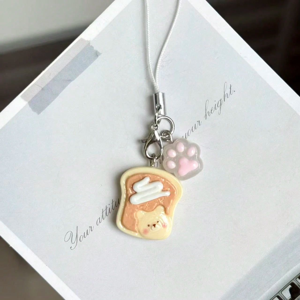 1pc Cute Cartoon Panda Cookie Cake Phone Charm Pendant, Realistic Food Toy Anti-Lost Couple Gift