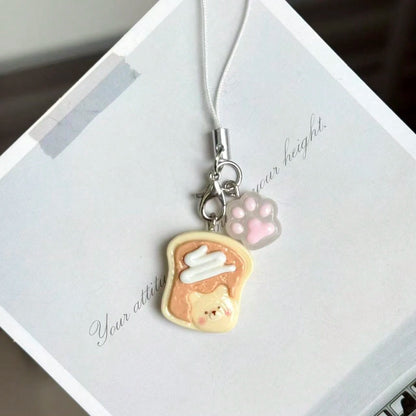 1pc Cute Cartoon Panda Cookie Cake Phone Charm Pendant, Realistic Food Toy Anti-Lost Couple Gift