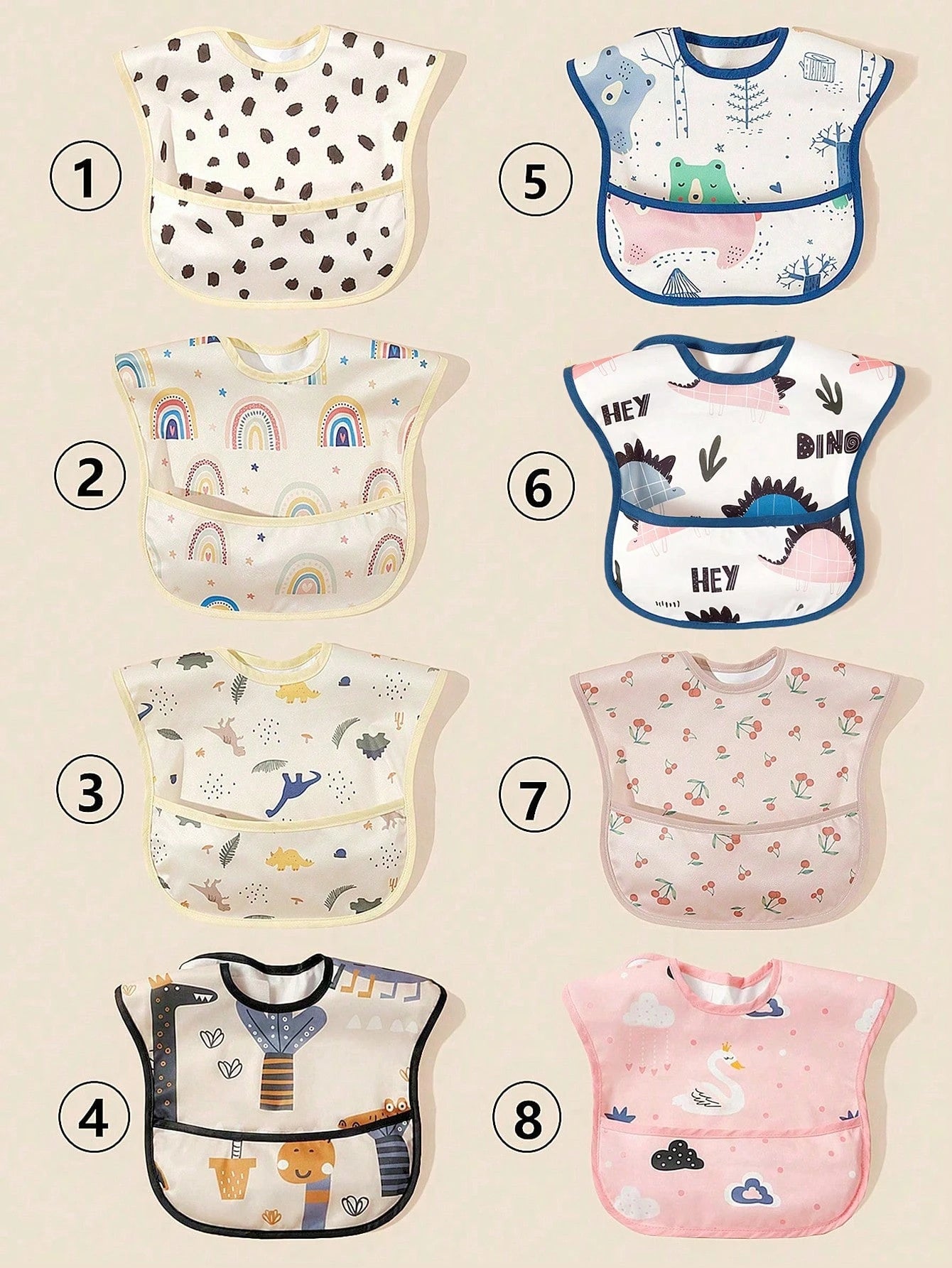 1pc Cute Printed Baby Bib, Unisex For Boys And Girls, Convenient To Wear, Durable And Easy To Clean