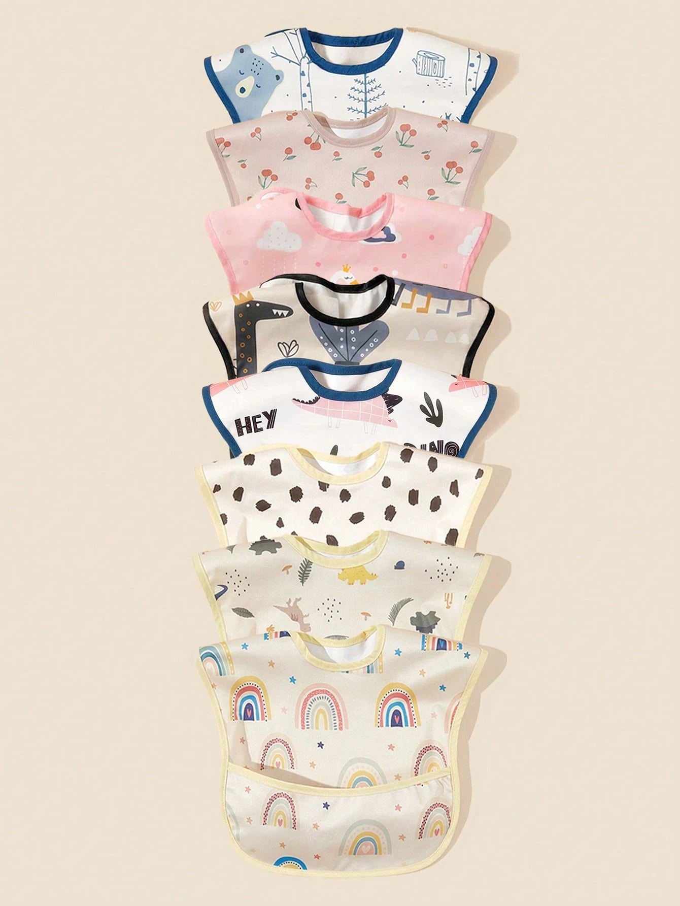 1pc Cute Printed Baby Bib, Unisex For Boys And Girls, Convenient To Wear, Durable And Easy To Clean