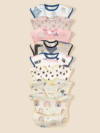 1pc Cute Printed Baby Bib, Unisex For Boys And Girls, Convenient To Wear, Durable And Easy To Clean