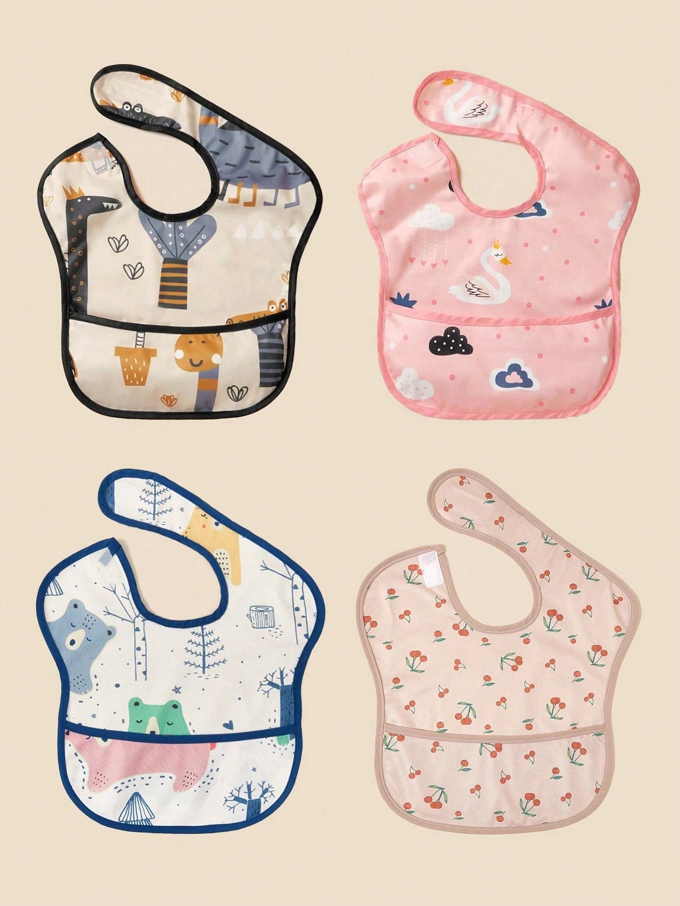 1pc Cute Printed Baby Bib, Unisex For Boys And Girls, Convenient To Wear, Durable And Easy To Clean