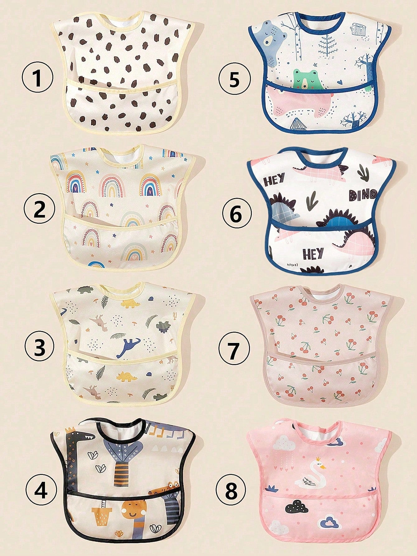 1pc Cute Printed Baby Bib, Unisex For Boys And Girls, Convenient To Wear, Durable And Easy To Clean