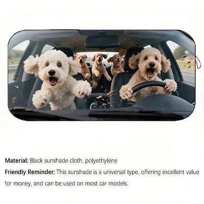 1pc Cute Puppy Car Sun Visor, Funny Car Accessory Design, Suitable For Lovely Ladies, Made Of Polyester Fiber, Effectively Blocks UV Rays, Protects Interior Space, Easy Installation, Fits Various Vehi
