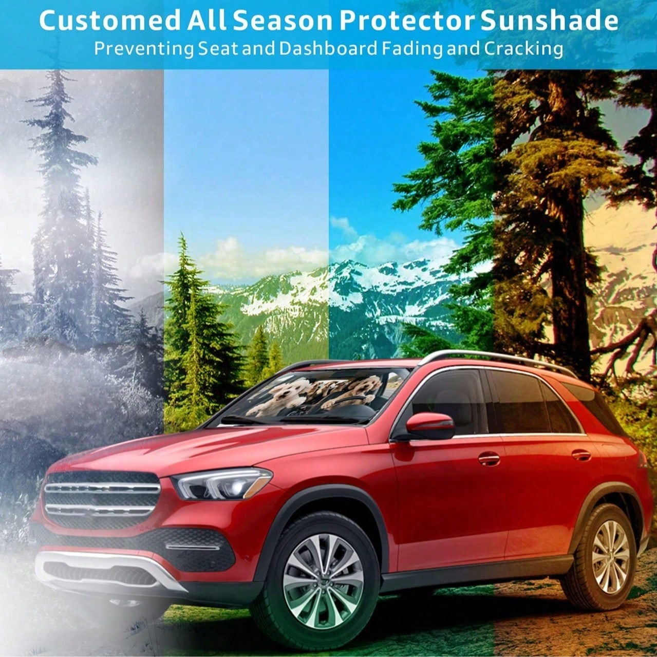 1pc Cute Puppy Car Sun Visor, Funny Car Accessory Design, Suitable For Lovely Ladies, Made Of Polyester Fiber, Effectively Blocks UV Rays, Protects Interior Space, Easy Installation, Fits Various Vehi