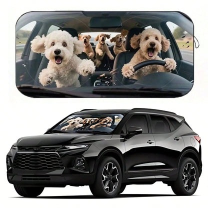 1pc Cute Puppy Car Sun Visor, Funny Car Accessory Design, Suitable For Lovely Ladies, Made Of Polyester Fiber, Effectively Blocks UV Rays, Protects Interior Space, Easy Installation, Fits Various Vehi