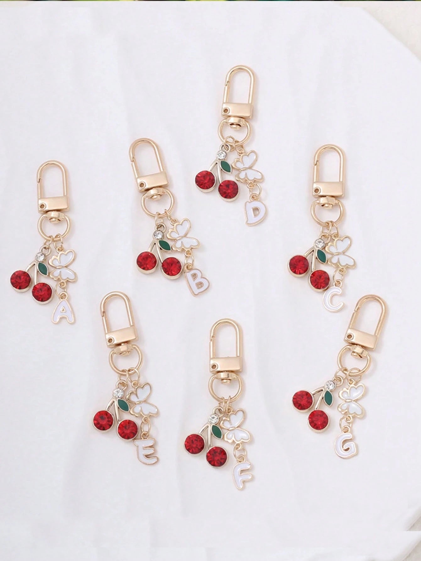 1pc Cute Sweet Cherry Letter Keychain, Stainless Steel 26 Letter Key Ring, Suitable For Handbags, Elegant Women's Holiday Gift