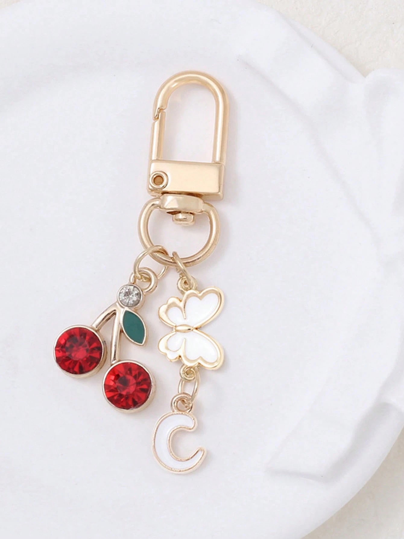 1pc Cute Sweet Cherry Letter Keychain, Stainless Steel 26 Letter Key Ring, Suitable For Handbags, Elegant Women's Holiday Gift