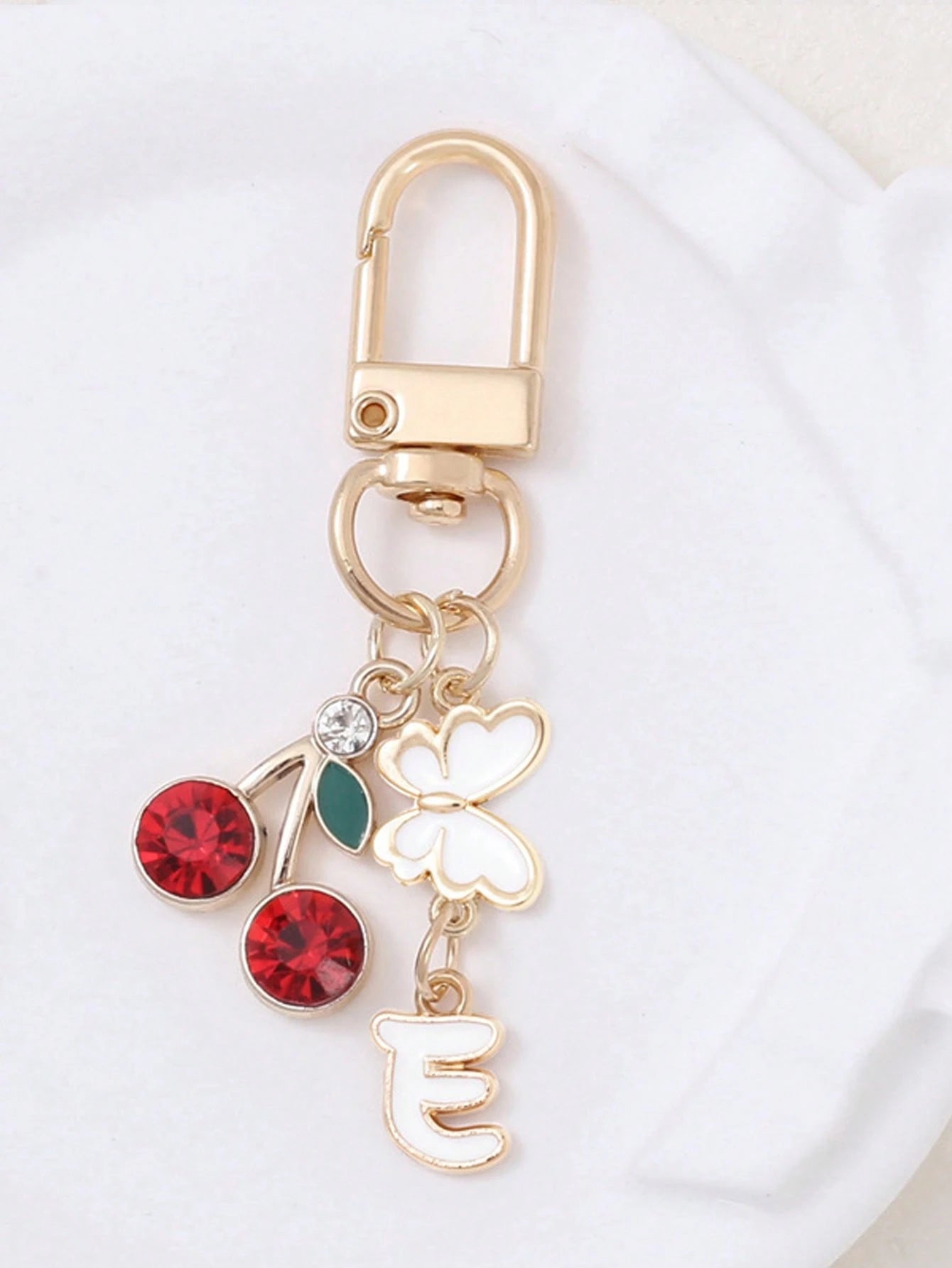 1pc Cute Sweet Cherry Letter Keychain, Stainless Steel 26 Letter Key Ring, Suitable For Handbags, Elegant Women's Holiday Gift