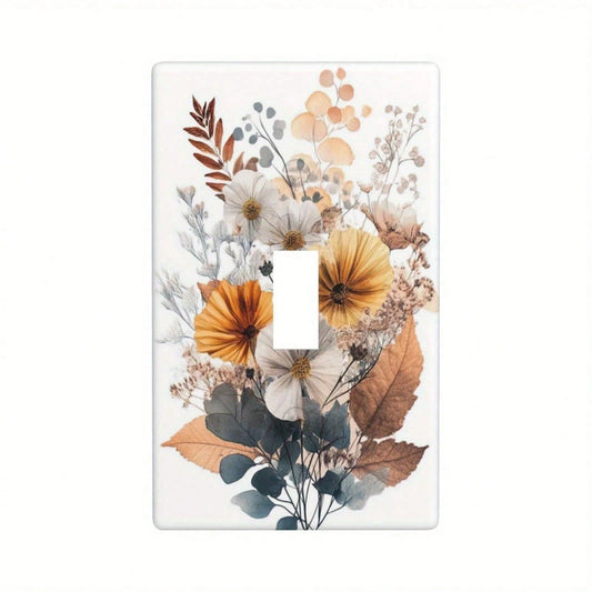 1PC Decorative Light Switch Cover1pc Vintage Watercolor Floral- Socket Wall Plate, Unbreakable, Easy To Clean, No Batteries Needed, Aesthetic Home Decor For Kitchen, Bedroom, Living Room, Single/Dual