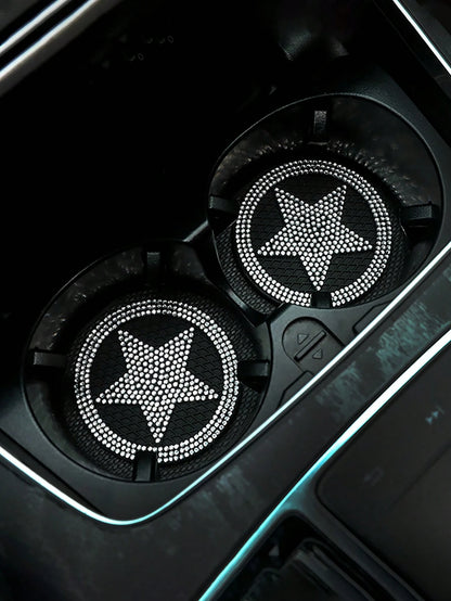 1pc Diamond-Studded White Silicone Car Cup Holder Mat- Non-Slip Rhinestone Tray With Creative Design For Secure & Stylish Interior| Car Accessories For Women, Cute Car Decor, Car Interior Accessorie