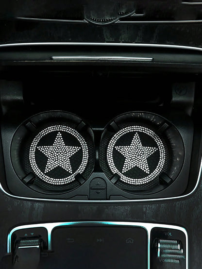 1pc Diamond-Studded White Silicone Car Cup Holder Mat- Non-Slip Rhinestone Tray With Creative Design For Secure & Stylish Interior| Car Accessories For Women, Cute Car Decor, Car Interior Accessorie