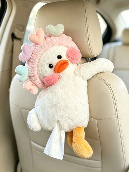 1pc Duck Design Plush Car Tissue Box